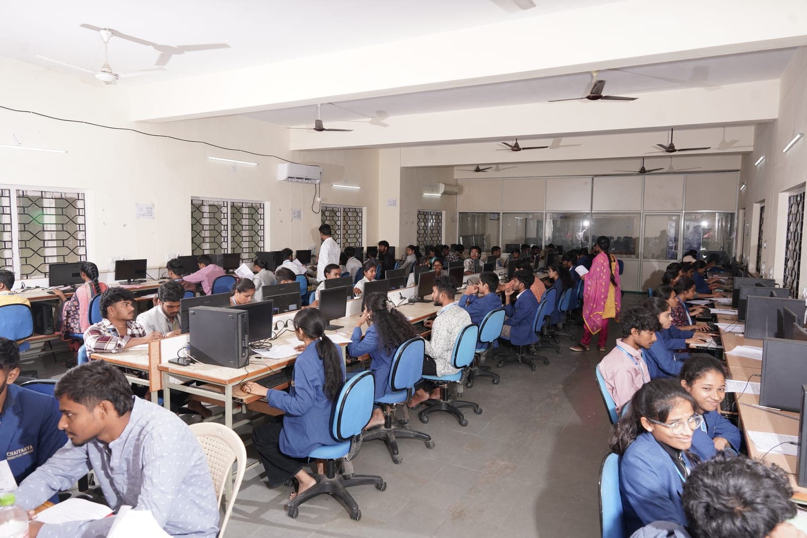 Chaitanya University students in a computer lab session